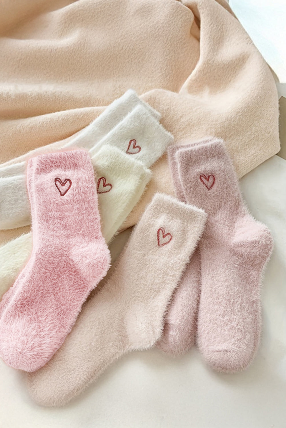 Gossamer Pink Valentine's Day Heart Thick Soft Socks - Heritage Couture  
