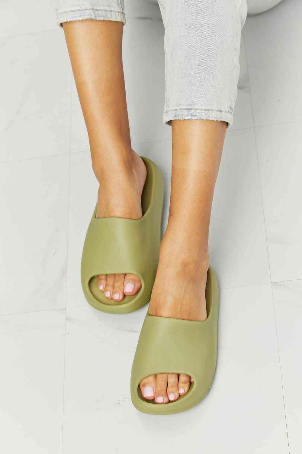 NOOK JOI In My Comfort Zone Slides in Green - Heritage Couture  