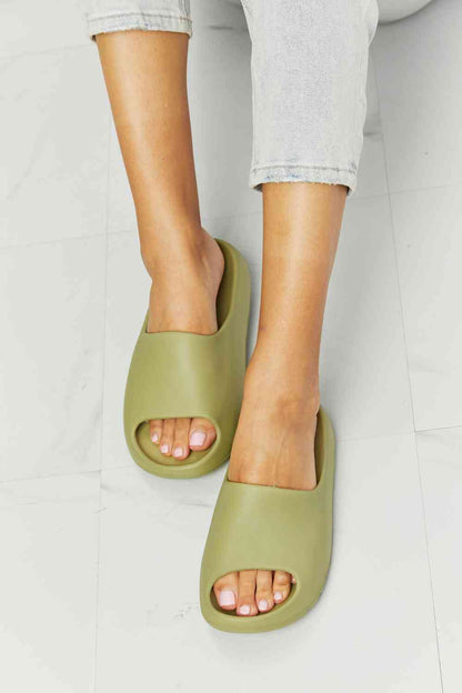 NOOK JOI In My Comfort Zone Slides in Green - Heritage Couture  