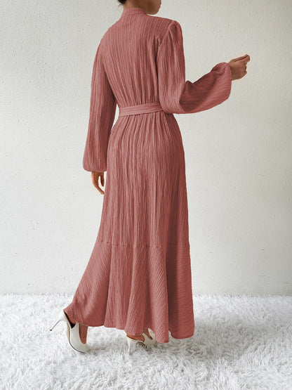 Honey Tie Waist Long Sleeve Dress - Heritage Couture  