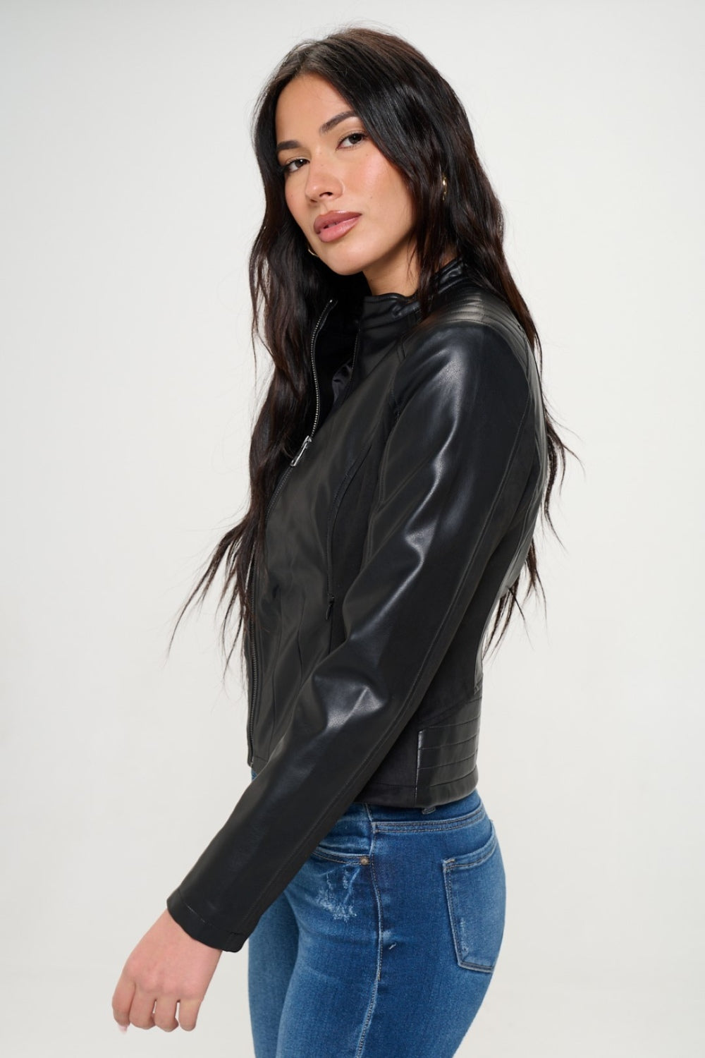 Coalition LA Zip Up Vegan Moto Jacket - Heritage Couture  