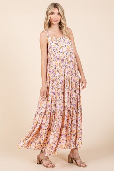 Mittoshop Flower Print Tiered Sleeveless Empire Maxi Dress - Heritage Couture  