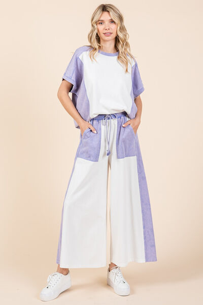 Mittoshop Color Block Wide Leg  Pants - Heritage Couture  