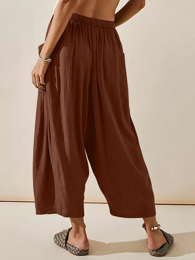 Full Size Wide Leg Pants with Pockets - Heritage Couture  