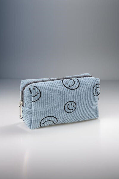 Zenana Smiley Face Corduroy Cosmetic Pouch - Heritage Couture  