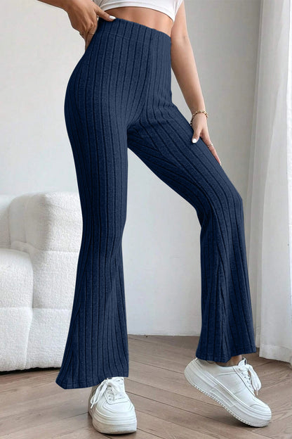 Basic Bae Full Size Ribbed High Waist Flare Pants - Heritage Couture  