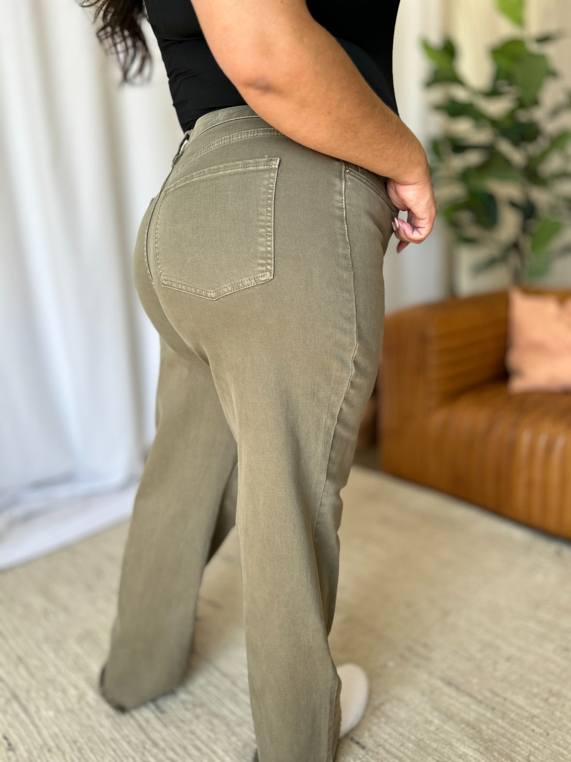 RFM Full Size High Rise Garment Dye Wide Leg  Jeans - Heritage Couture  