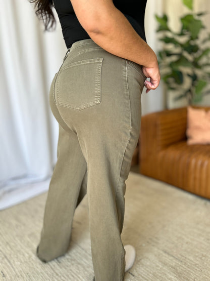 RFM Full Size High Rise Garment Dye Wide Leg  Jeans - Heritage Couture  