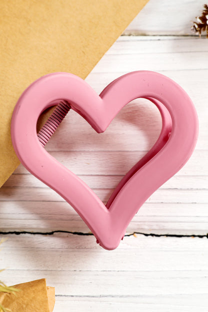 Light Pink Simple Frosted Heart Shaped Hair Claw Clip - Heritage Couture  