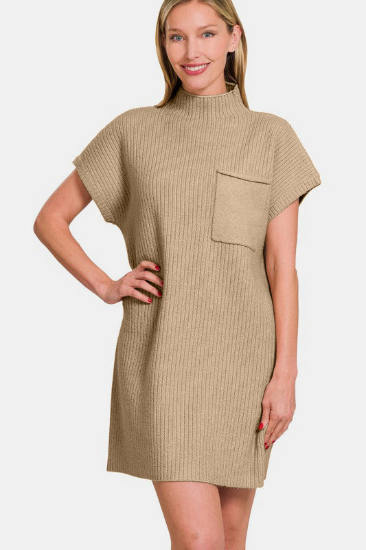 Zenana Short Sleeve Sweater Mini Dress - Heritage Couture  
