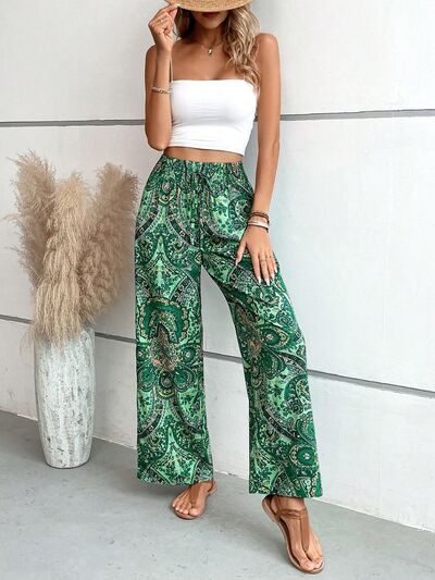 Printed Wide Leg Pants - Heritage Couture  