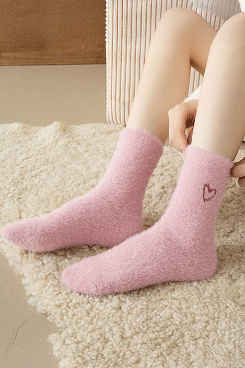 Gossamer Pink Valentine's Day Heart Thick Soft Socks - Heritage Couture  