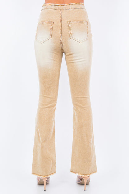 American Bazi V-Cut Ruched Flare Pants - Heritage Couture  