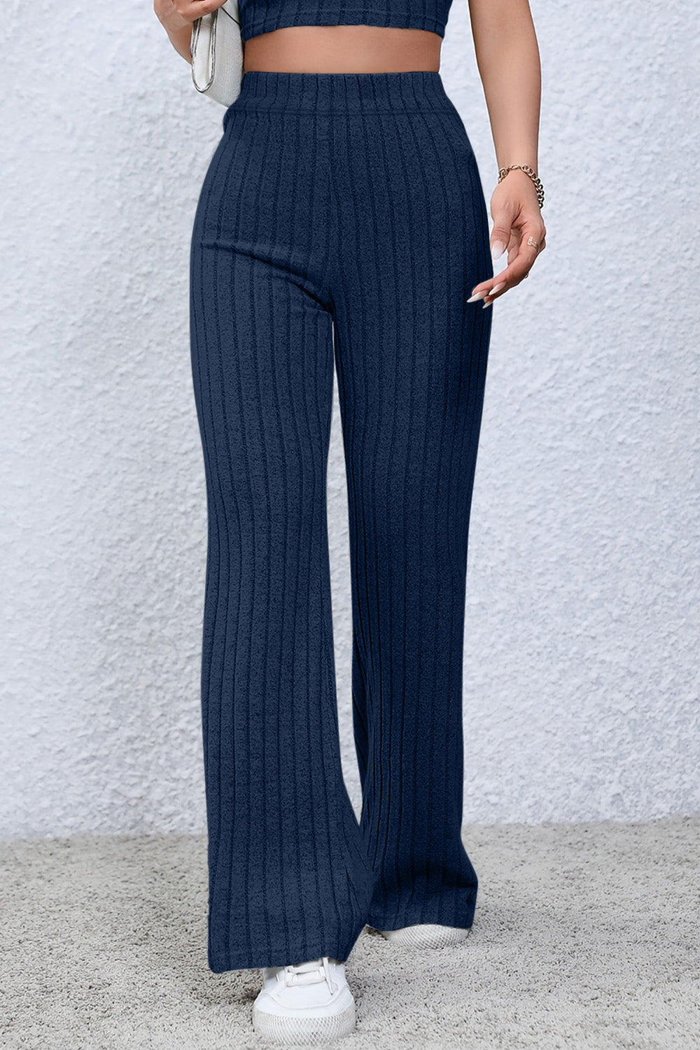 Basic Bae Full Size Ribbed High Waist Flare Pants - Heritage Couture  