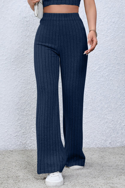 Basic Bae Full Size Ribbed High Waist Flare Pants - Heritage Couture  