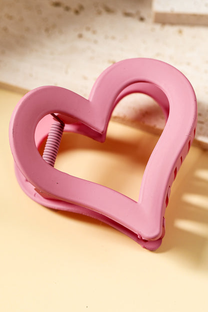 Light Pink Simple Frosted Heart Shaped Hair Claw Clip - Heritage Couture  