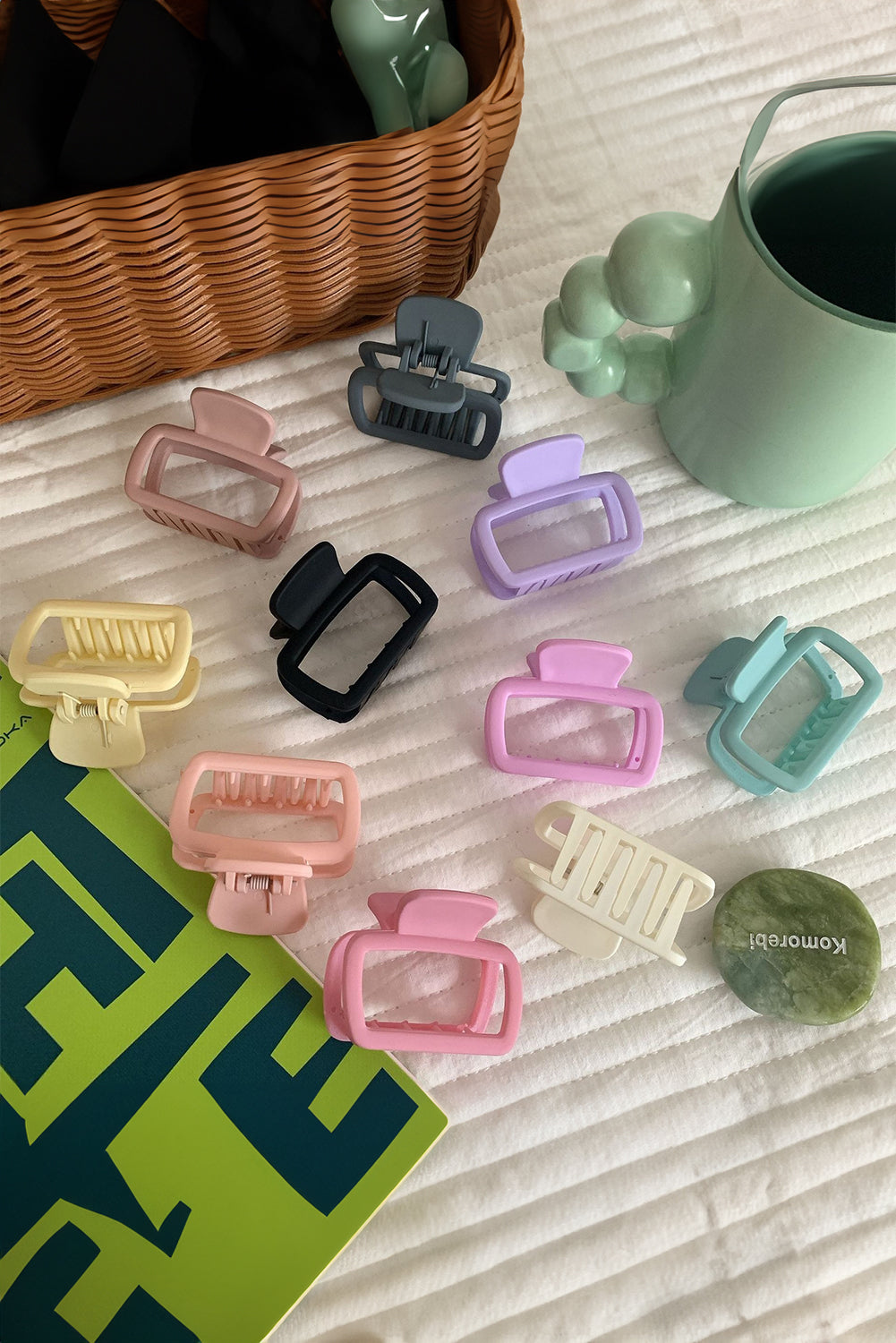 Black Square Frosted Rectangle Hair Clip - Heritage Couture  