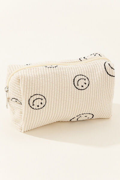 Zenana Smiley Face Corduroy Cosmetic Pouch - Heritage Couture  