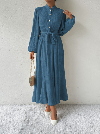 Honey Tie Waist Long Sleeve Dress - Heritage Couture  