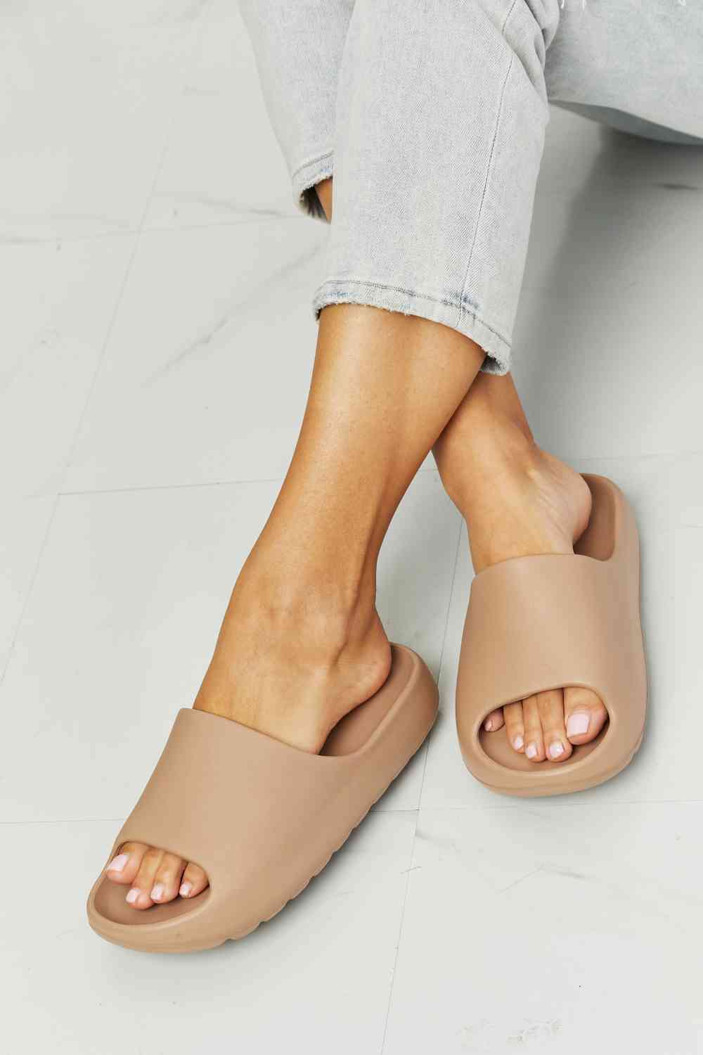NOOK JOI In My Comfort Zone Slides in Beige - Heritage Couture  
