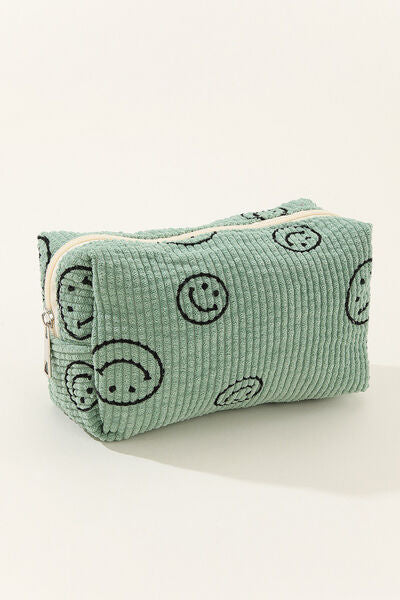 Zenana Smiley Face Corduroy Cosmetic Pouch - Heritage Couture  