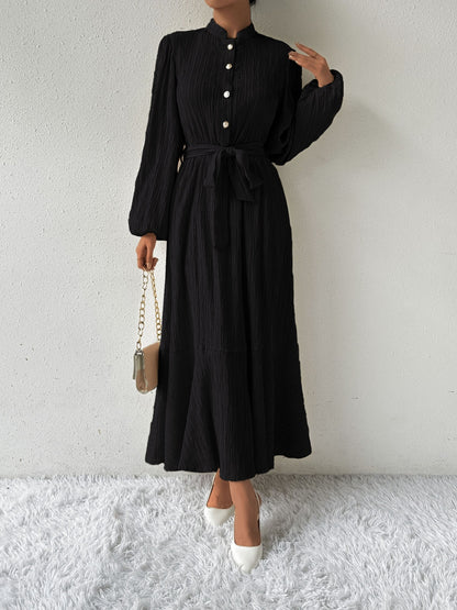 Honey Tie Waist Long Sleeve Dress - Heritage Couture  