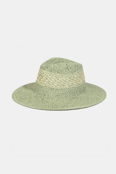 Fame Contrast Wide Brim Straw Hat - Heritage Couture  