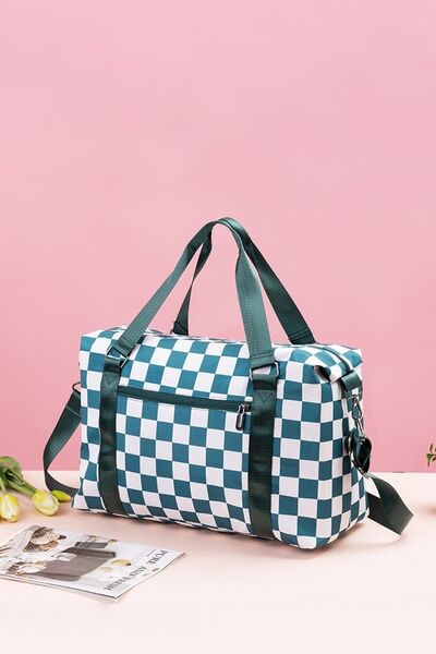 Zenana Checkered Multi-Pocket Travel Bag - Heritage Couture  