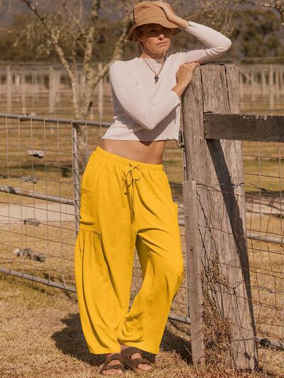 Full Size Wide Leg Pants with Pockets - Heritage Couture  
