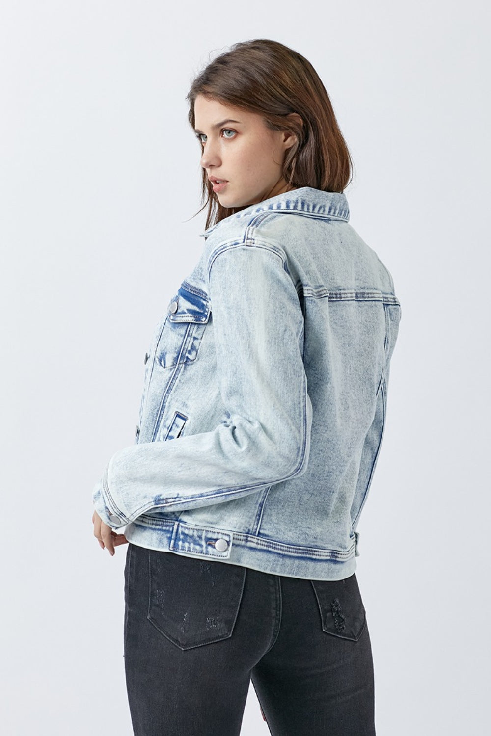 RISEN Button Up Washed Denim Jacket - Heritage Couture  