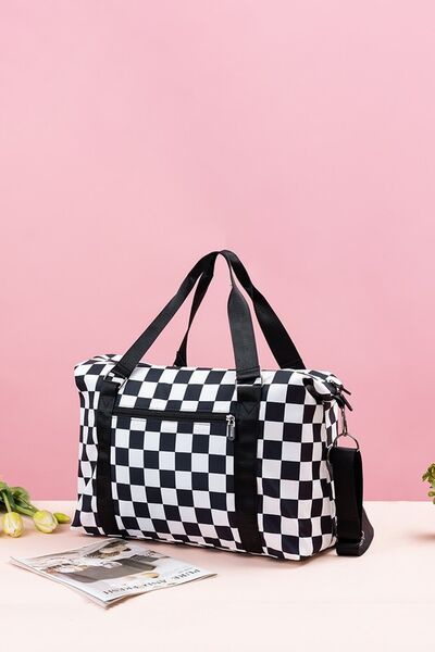 Zenana Checkered Multi-Pocket Travel Bag - Heritage Couture  