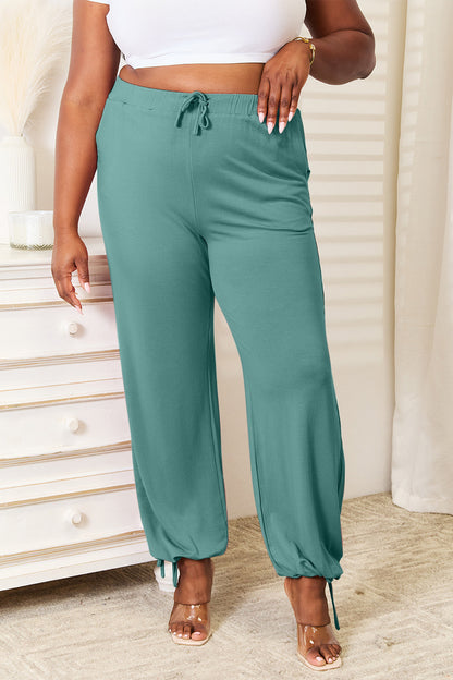 Basic Bae Full Size Soft Rayon Drawstring Waist Pants with Pockets - Heritage Couture  