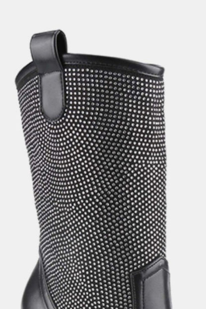 Weeboo Chunky Heel Rhinestone Western Cowboy Boots - Heritage Couture  