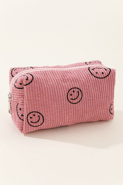 Zenana Smiley Face Corduroy Cosmetic Pouch - Heritage Couture  