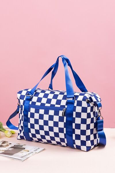 Zenana Checkered Multi-Pocket Travel Bag - Heritage Couture  