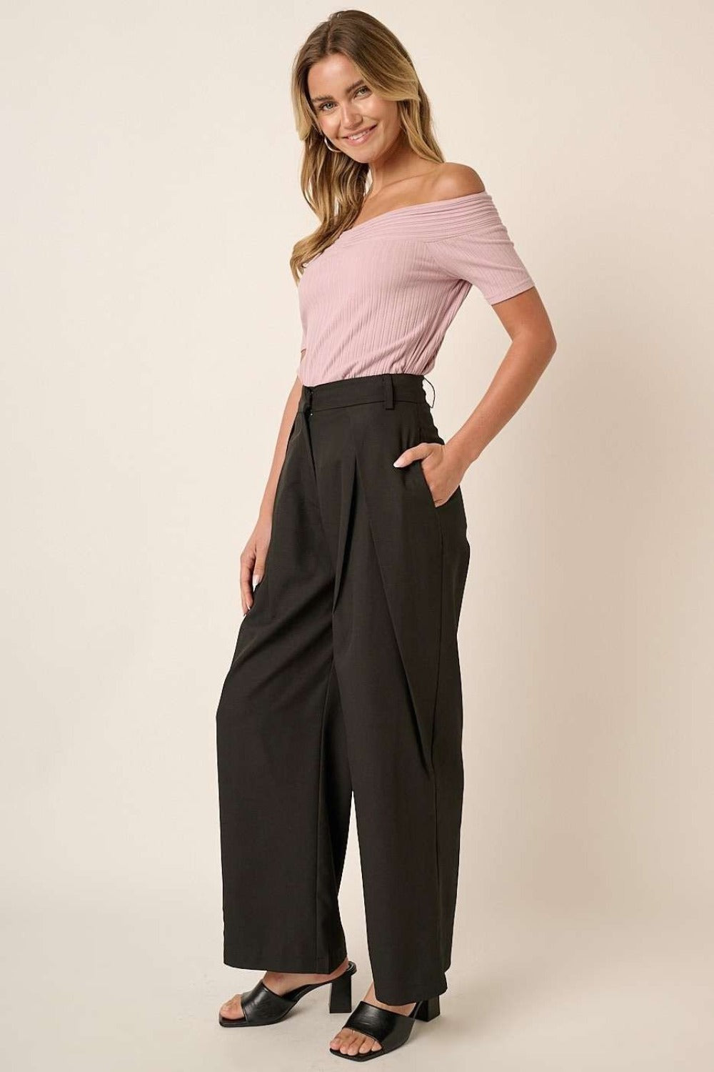 Mittoshop Deep Pleated High Waisted Wide Leg Pants - Heritage Couture  