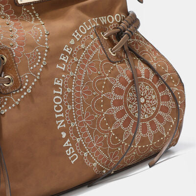 Nicole Lee USA Side Braided Tassel Inlaid Rhinestone Embroidery Hobo Bag - Heritage Couture  