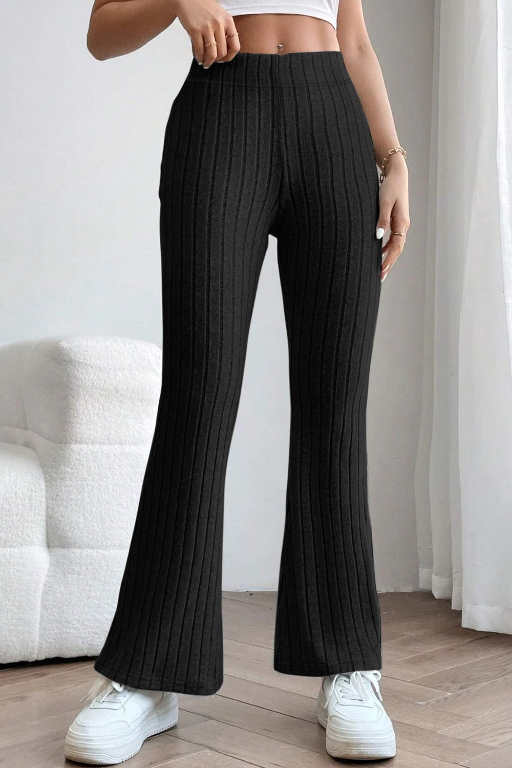 Basic Bae Full Size Ribbed High Waist Flare Pants - Heritage Couture  