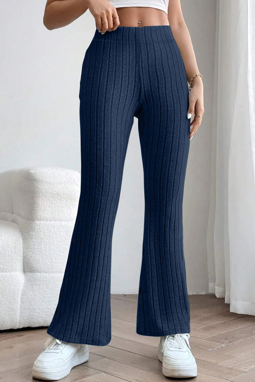 Basic Bae Full Size Ribbed High Waist Flare Pants - Heritage Couture  