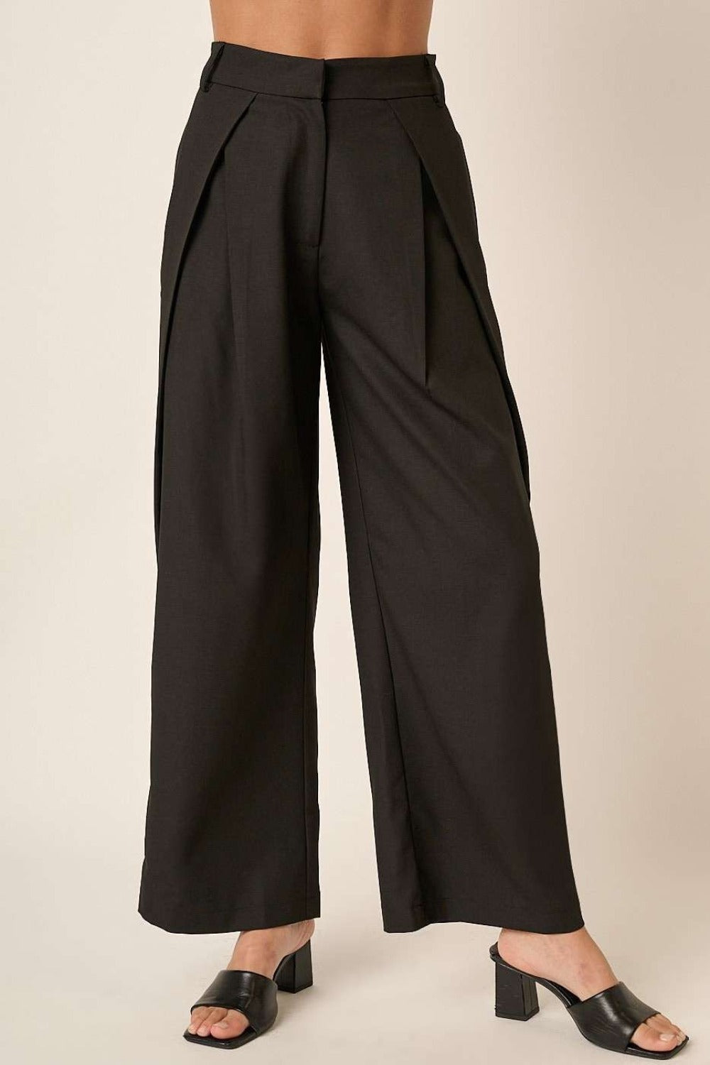 Mittoshop Deep Pleated High Waisted Wide Leg Pants - Heritage Couture  