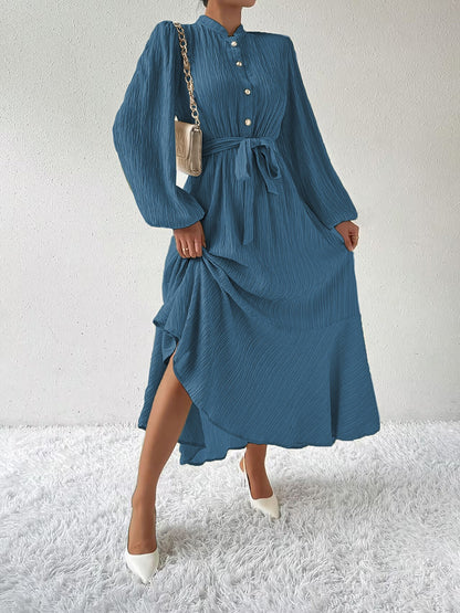 Honey Tie Waist Long Sleeve Dress - Heritage Couture  