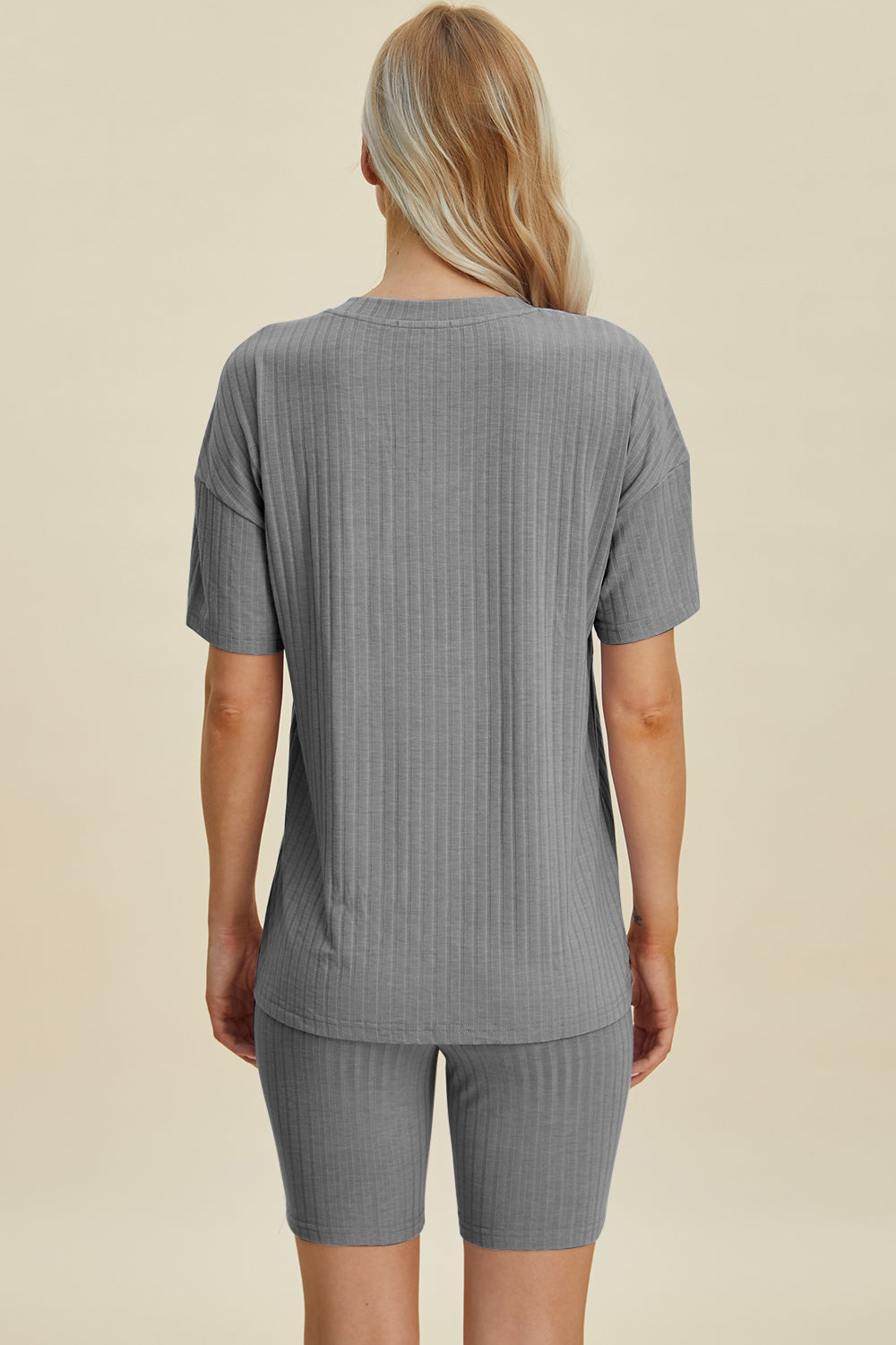 Basic Bae Full Size Ribbed V-Neck Short Sleeve Top and Shorts Set - Heritage Couture  