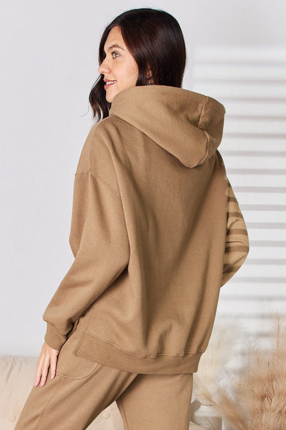 RISEN Drawstring Drop Shoulder Long Sleeve Hoodie - Heritage Couture  