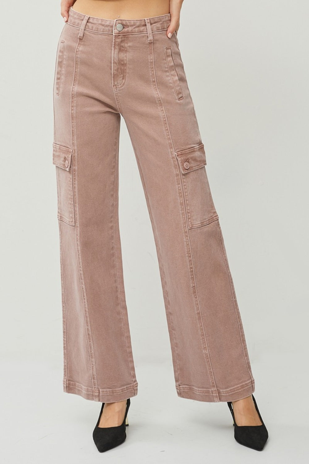 RISEN Full Size High Rise Wide Leg Cargo Jeans - Heritage Couture  