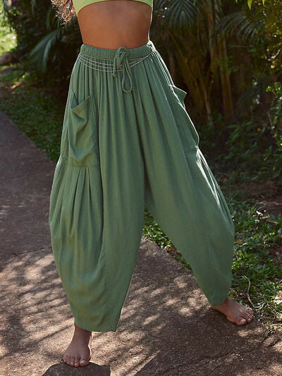 Full Size Wide Leg Pants with Pockets - Heritage Couture  