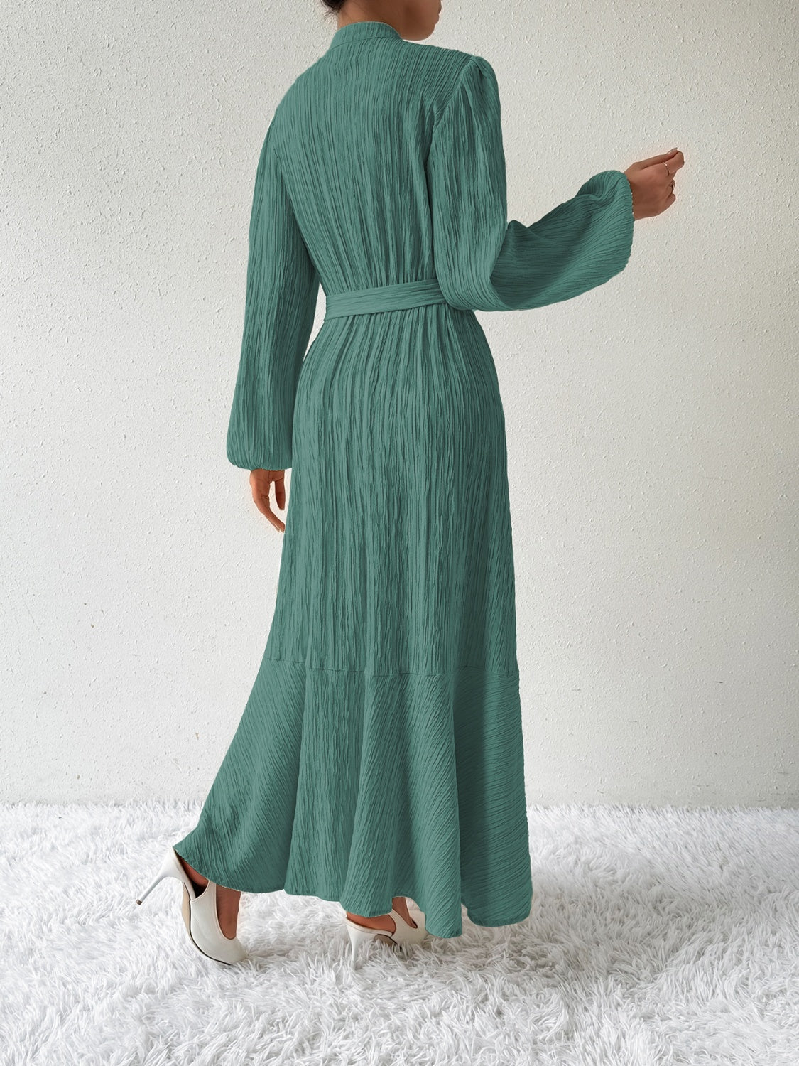 Honey Tie Waist Long Sleeve Dress - Heritage Couture  