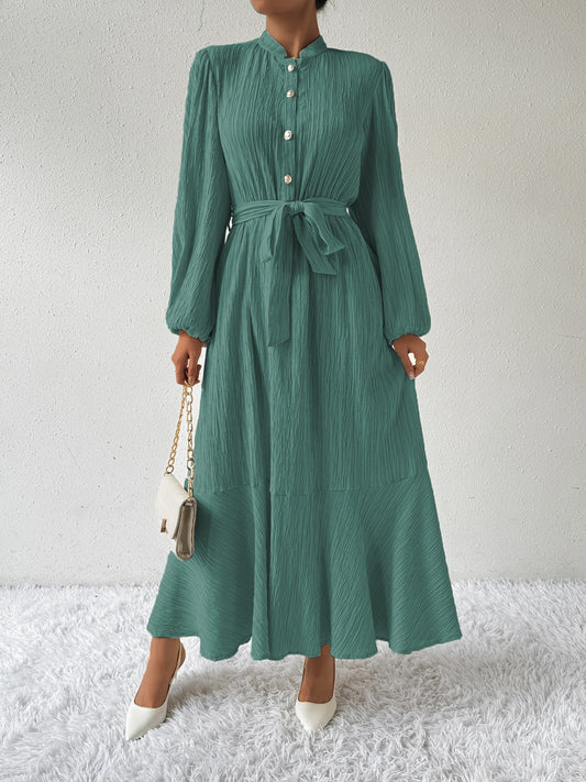 Honey Tie Waist Long Sleeve Dress - Heritage Couture  