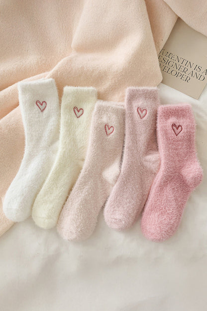 Gossamer Pink Valentine's Day Heart Thick Soft Socks - Heritage Couture  