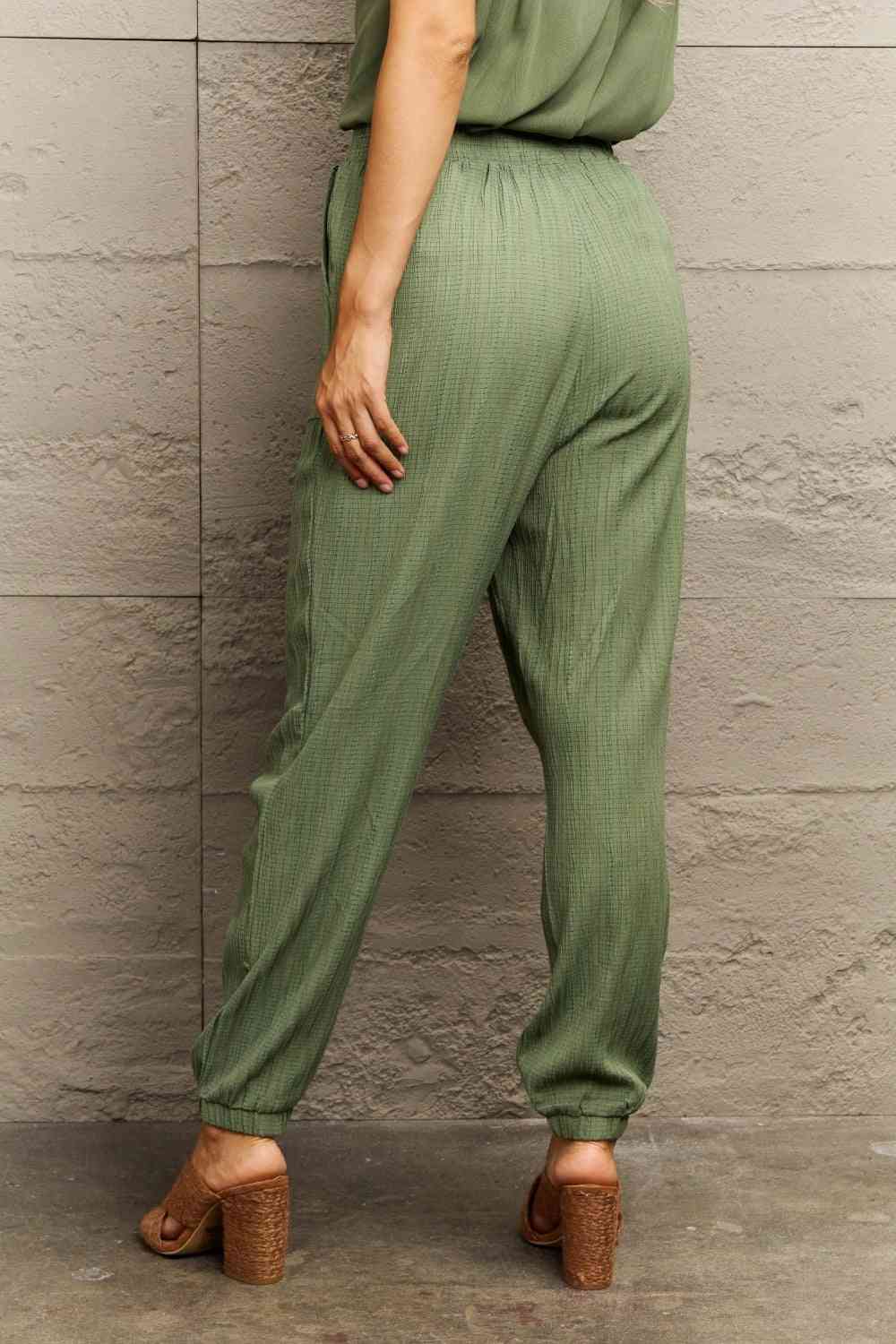 Perfee Tie Waist Long Pants with Pocket - Heritage Couture  