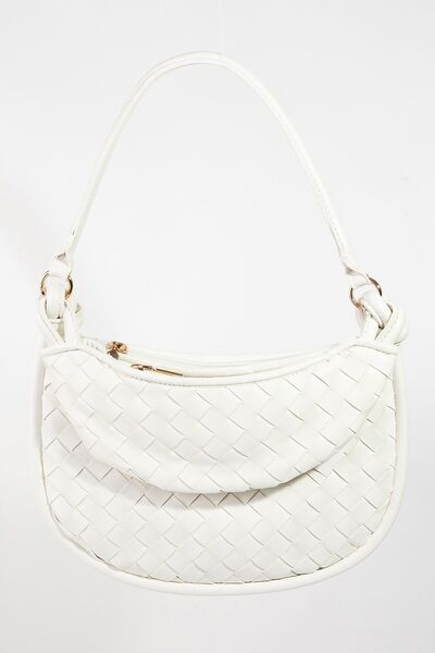 Fame PU Leather Basket Weave Half Moon Bag - Heritage Couture  